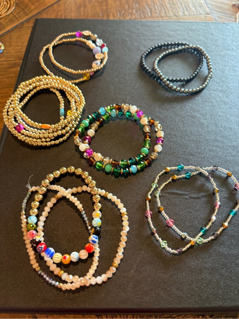 Gold and Multicolor Beaded Stackable Women’s Bracelet Set